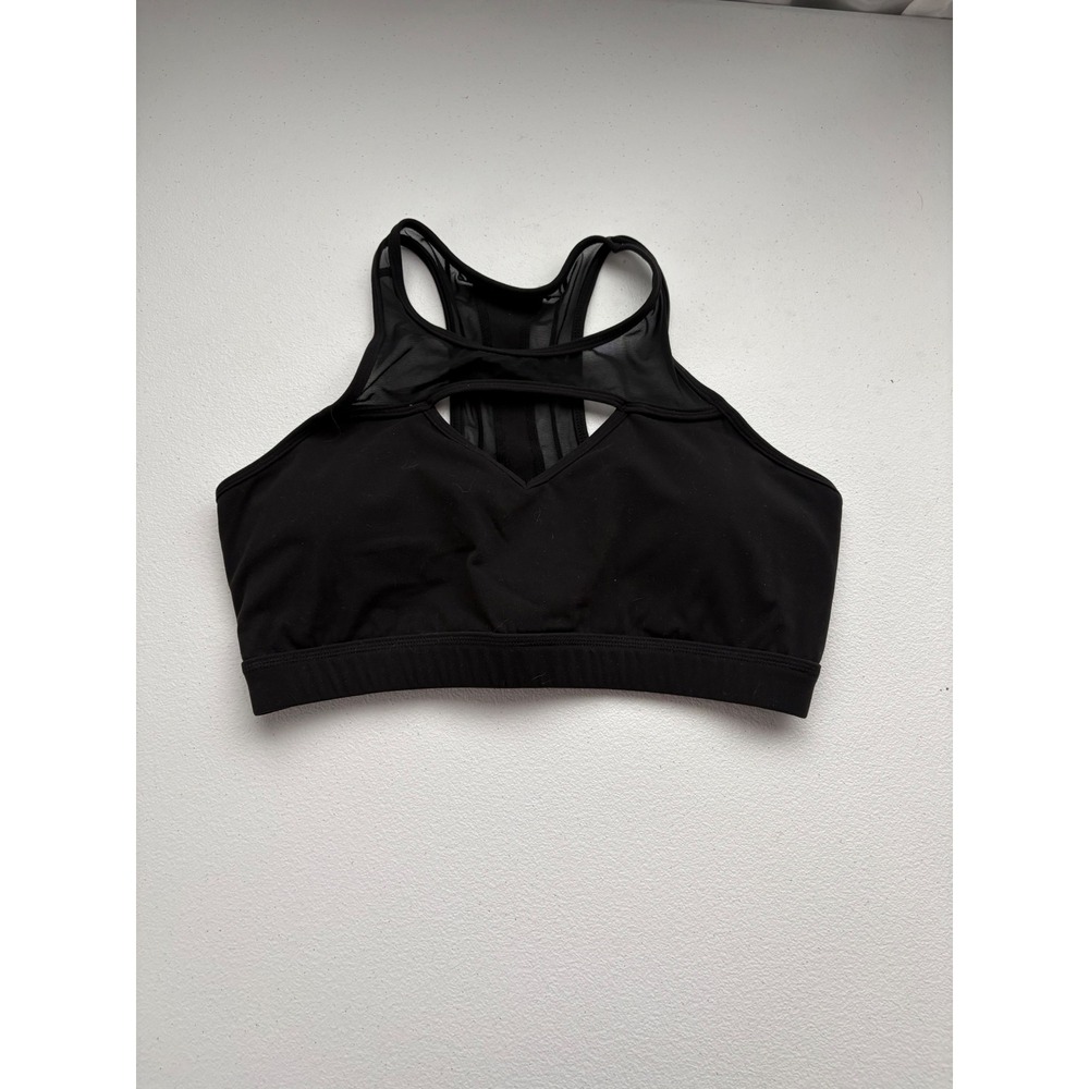 Buffbunny Collection Womens Black High Neck Mesh Keyhole Racerback‎ Sports Bra L